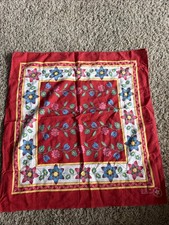 NEW Vintage RN 13960 PARIS USA Bandana 100 Cotton Red Floral 47