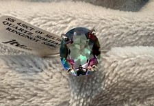 Multi Color Quartz Oval Solitaire Ring Sterling JTV Size 9 4.50ct