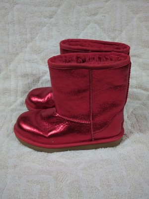 Kid's UGG CLASSIC II METALLIC SPARKLE RED BOOTS- Size 5