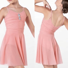 WEISSMAN Dance costume sage green Jeweled Pinch-Front Dress D13076 MA adult