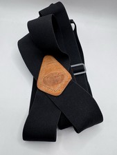 Duluth Trading Co Suspenders Black Heavy Duty Elastic Leather Patch