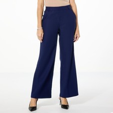 Antthony Design Originals Petite Modern Essential Wide-Leg Trouser Pants Navy M