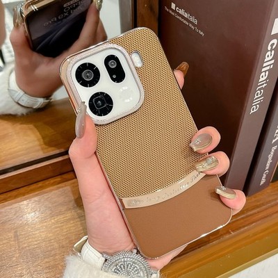 For OPPO Find X9 Pro, Luxury Hybrid Armor Electroplated Matte Leather Case Cover