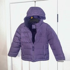 Kids LL Bean Hooded Down Jacket M 5/6 DownTek Zip Pockets Purple
