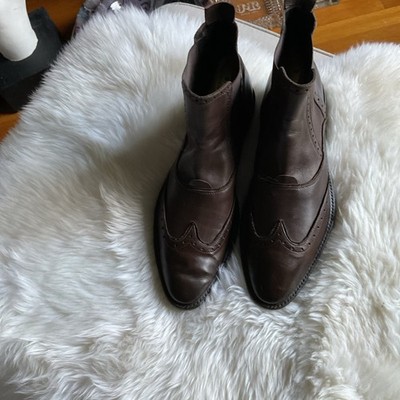 DOUCAL'S LEATHER WINGTIP CHELSEA BOOTS BROWN EU 43