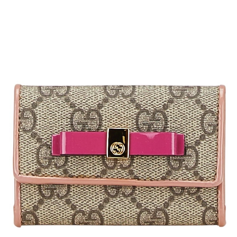 Authentique étui à clés Gucci couleur rose suprême 6 anneaux PVC émail femme luxe