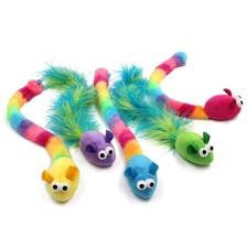 Jumpaws 5 Pack Interactive Catnip and Feather Cat Toys, Multi-Colored Mice wi...