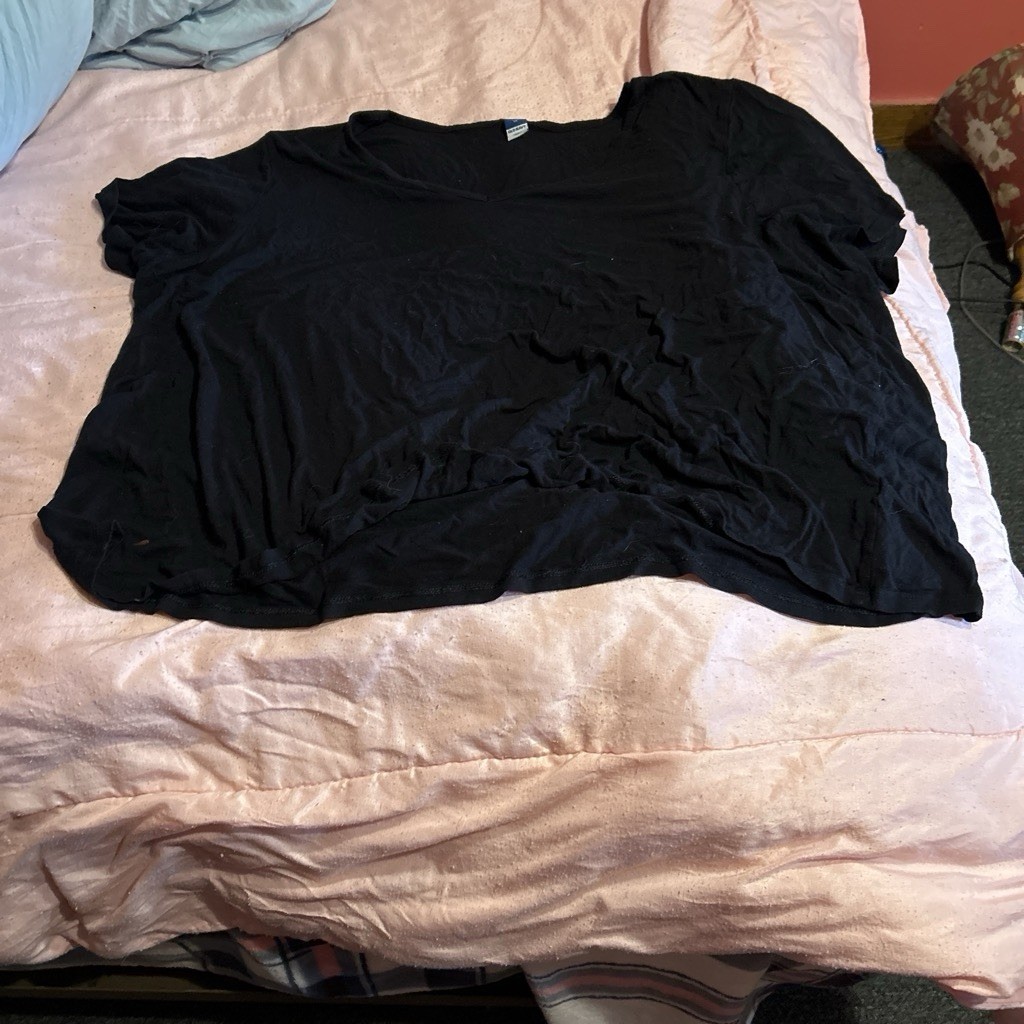 Old Navy Women's 2XL Black Solid Short Sleeve Round Neck Pullover Top