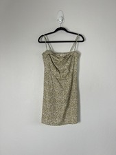 Billa Bong Yellow Ditsy Floral Slip Mini Summer Cotton Dress Spaghetti Straps M