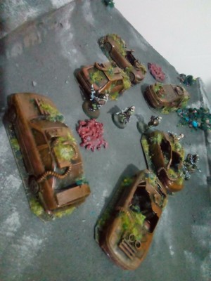 6 Recked Fahrzeuge (Autos) für Wargaming 