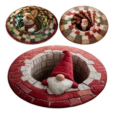 Christmas Area Rug 3D Illusion Santa Claus Carpet For Living Room Outdoor Porch 