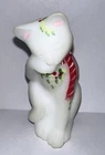 Fenton milk glass Christmas kitty holly berries and striped scarf K Anderson