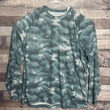 Simms Solarflex Fishing Shirt Mens 2XL Gray Camo Long Sleeve UPF Performance