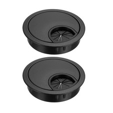 2pcs Cable Hole Cover 53.5mm Zinc Alloy Desk Grommet for Wire Organizer Black