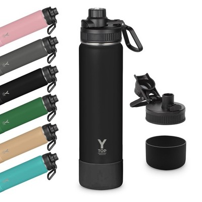 Y TOP 24oz Insulated Water Bottle Cup Holder Friendly, Leak Proof Spout Lid, ...