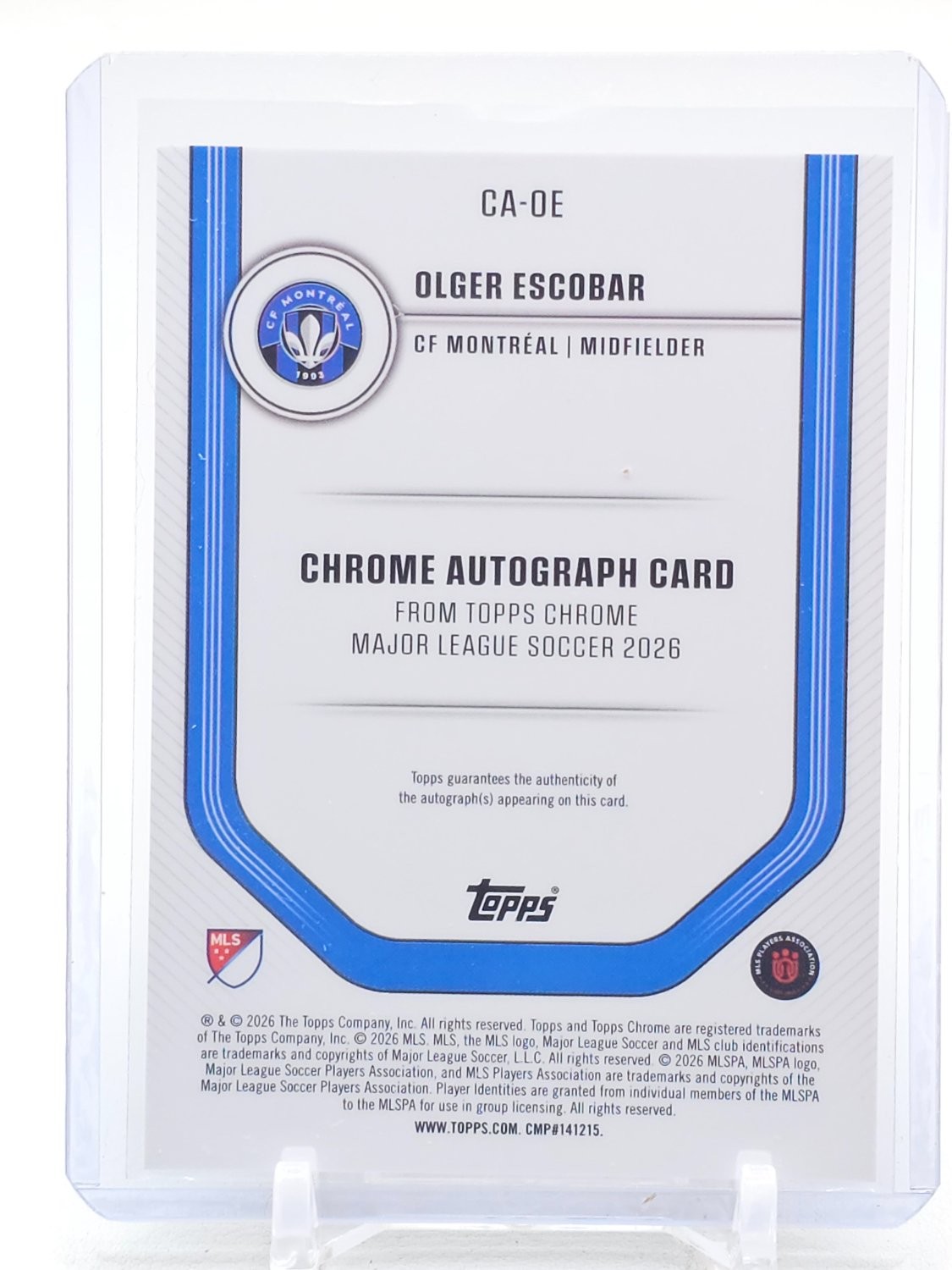 OLGER ESCOBAR 2026 TOPPS CHROME MLS BLACK REFRACTOR ROOKIE RC AUTO /15 Q4920 view 2