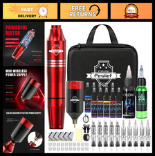 Wireless Tattoo Gun Kit - Complete Rotary Tattoo Machine Starter Set, Ink Need