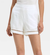 NEW A New Day Women's High-Rise Ladder Trim Shorts White Size Large