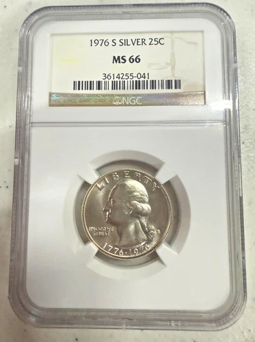 1976 S (Bicentennial) Washington Silver 25C-MS66
