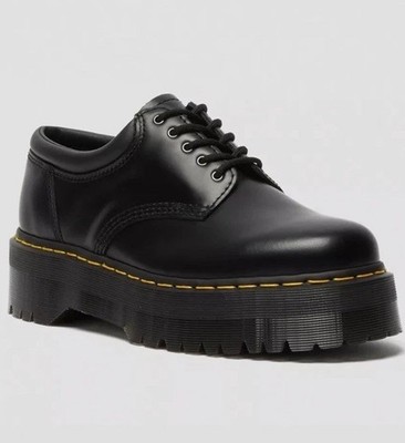 Women's Dr. Martens 8053 Quad Black Leather Platform Shoes, Size 7