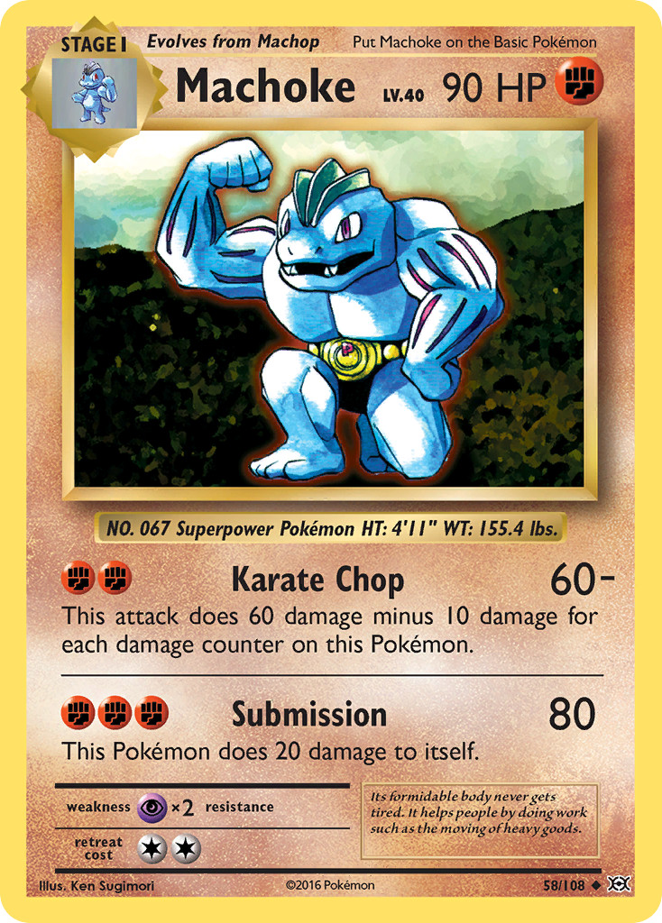 Machoke 58/108 Uncommon Evolutions Pokemon Near Mint