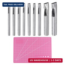 9pcs Leather Oval Hole Punch Stainless Steel with A5 Cutting Mat PVC Oblong Hole