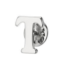 Letter Lapel Pins, Initial Alphabet Collar Pins, Silver Tone, Letter T