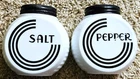 VINTAGE MILK GLASS SALT & PEPPER SHAKERS / FIRE KING VITROCK BLACK CIRCLE