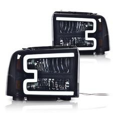 for Ford F250 F350 F450 F550 Super Duty 2005 2006 2007 LED DRL Headlights Bumper