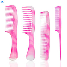 FHALLYNN Pink Hair Comb Set - Wide Tooth, Fine Rat Tail, and Dual pink
