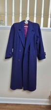 Miss Bobbie 100% Wool Made in USA Royal Blue Maxi Long Coat Medium Large Trench