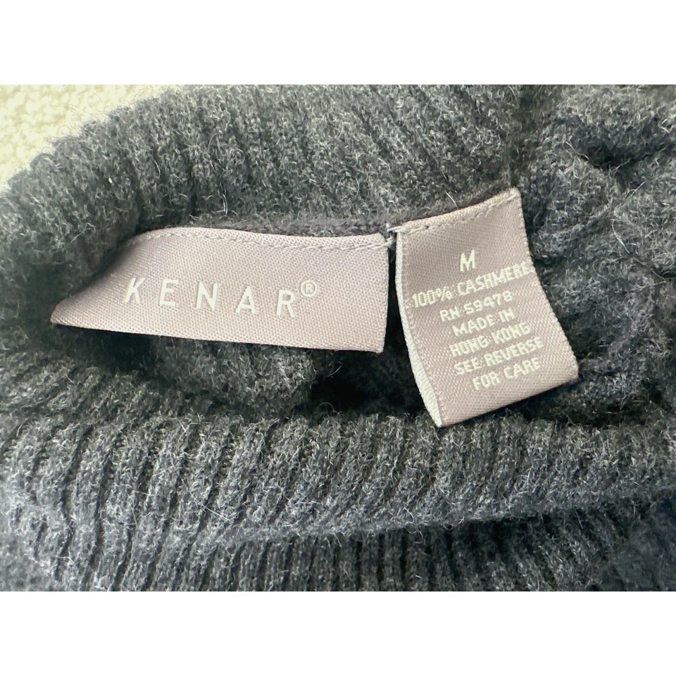 Kenar 100% Cashmere Turtleneck Ribbed Knit Sweater Womens Size M Gray - Image 4 of 4