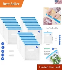 BPA-Free Reusable Vacuum Sealer Bags 8.5x8.5in - 24 Pcs, Tight Double Zipper ...