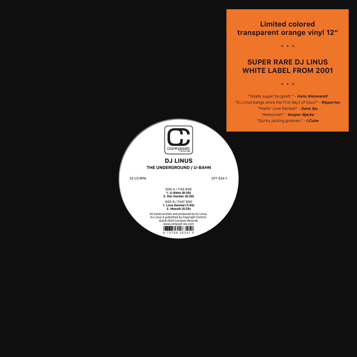 DJ Linus Underground/U-Bahn (Vinyl LP) 12" EP Coloured Vinyl