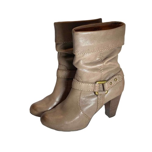 Fossil Leather Ladies Boots Heeled Taupe 8.5