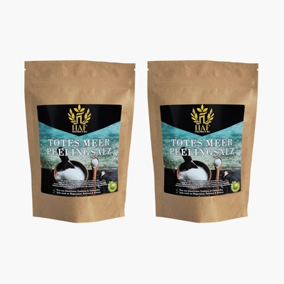 HAF  Premium Totes Meer Peelingsalz 2 x 1 kg Beutel 100% naturrein Körperpeeling