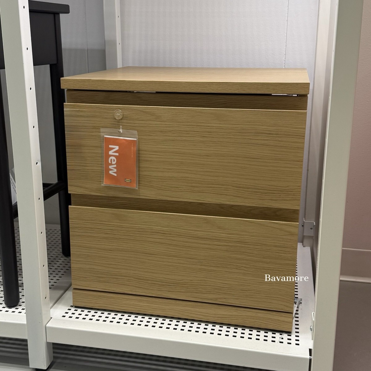 Ikea STORKLINTA Nightstand, oak effect/with 2 drawers, 19⅝