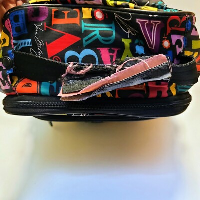 Vera Bradley Black Alphabet Logo Print Campus Nylon Backpack 