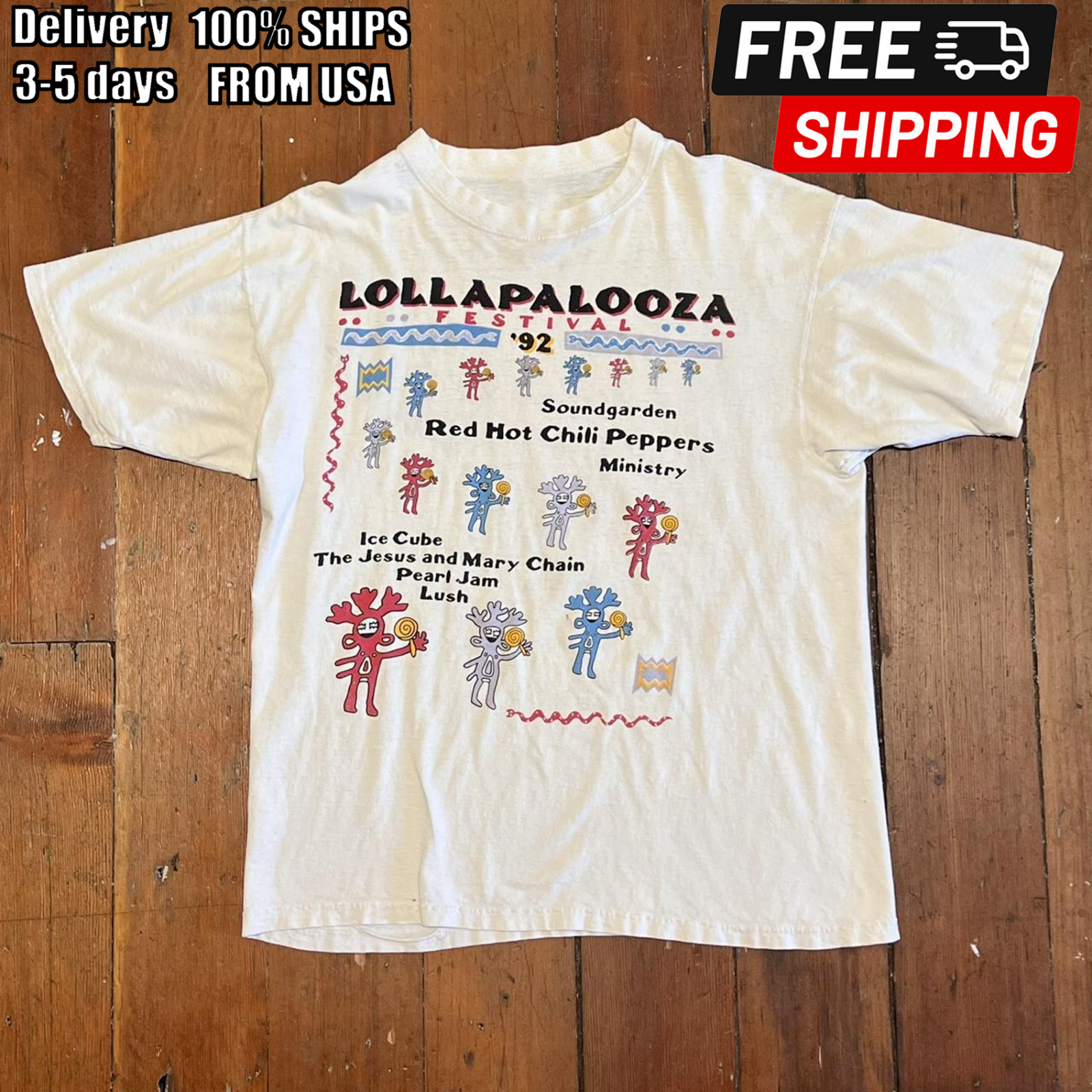 Rare 1992 Lollapalooza Tour Cotton Gift For Fan S to 5XL T-shirt GC1990
