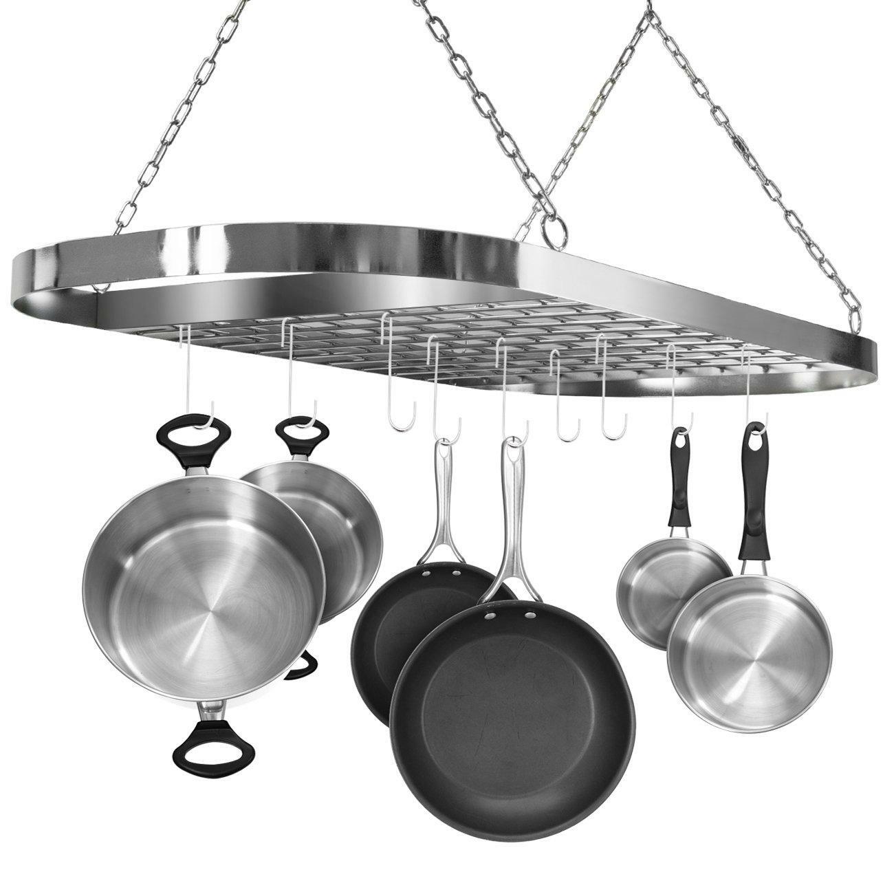 Pot And Pan Rack For Ceiling With Hooks Decorative Oval Mounted