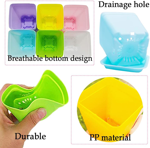 48 PCS 3 Inch Colorful Plastic Plant Pot,Plastic Square Nursery Pots,Seedling Nu - Picture 3 of 7
