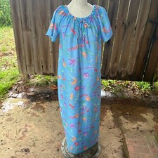 Vintage 80s SEARS CARRIAGE COURT pastel Floral Muumuu House Dress maxi S