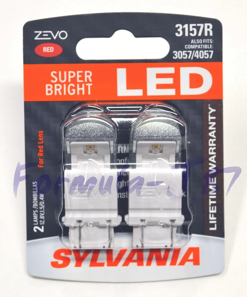 Sylvania ZEVO LED Light 3157 Red Two Bulbs Brake Stop Tail Replace Upgrade Fit - Image 2 of 4