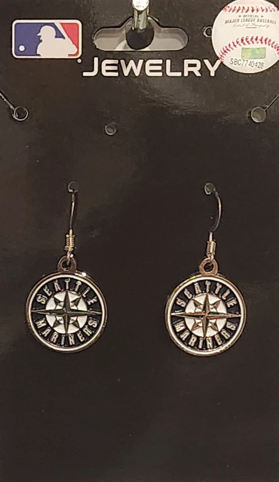 Seattle Mariners Dangle Earrings (Chrome) MLB Baseball Jewelry - Image 4 of 4