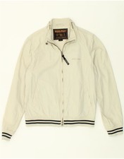 Woolrich Womens Bomber Jacket Uk 14 Medium Beige Cotton Dc08
