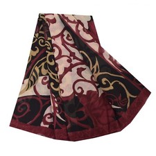 Sanskriti Vintage Sarees Red/Black Pure Georgette Silk Printed Sari 5Yd Fabric