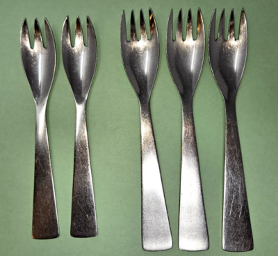 Arthur Krupp Ponti Fraser Italy 2 Salad & 3 Dinner Forks MCM Flat Silverware