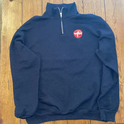 90.7 WFV Men’s Large, Black  1/4 Zip Fordham Sweatshirt