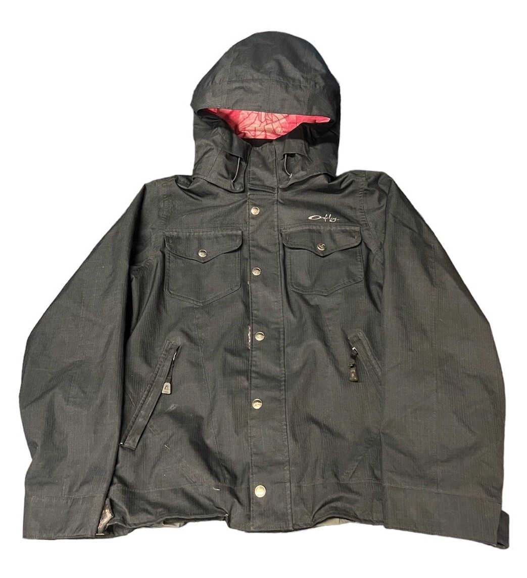 Oakley Jacket Womens Small Winter Ski Snowboard Coat Black Hooded Snow Full Zip