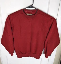 Vintage Y2K LL Bean Crewneck V-Stitch Small Red Heavyweight Athletic Stretch 03'